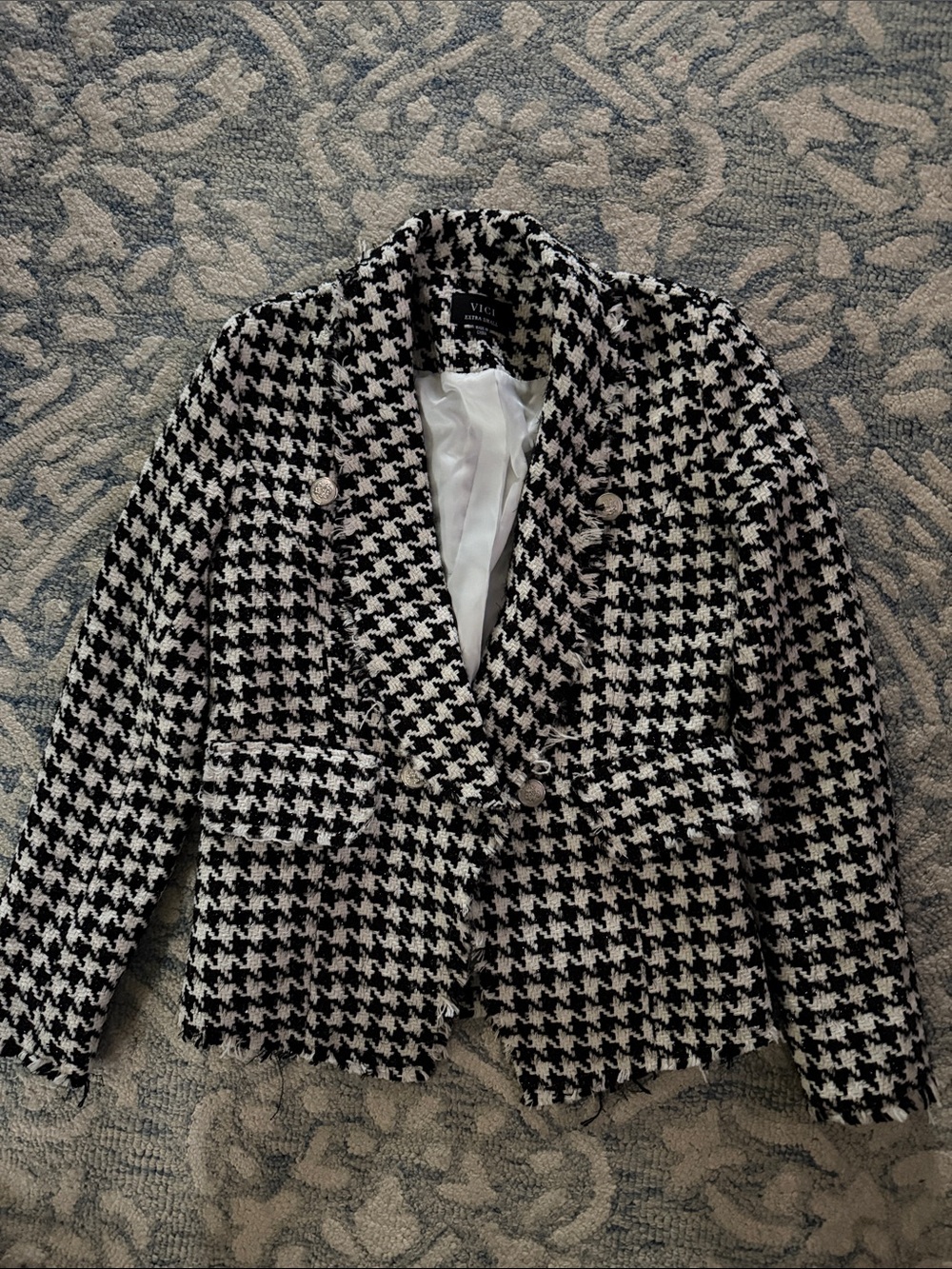 Vici Houndstooth Blazer in Black and White